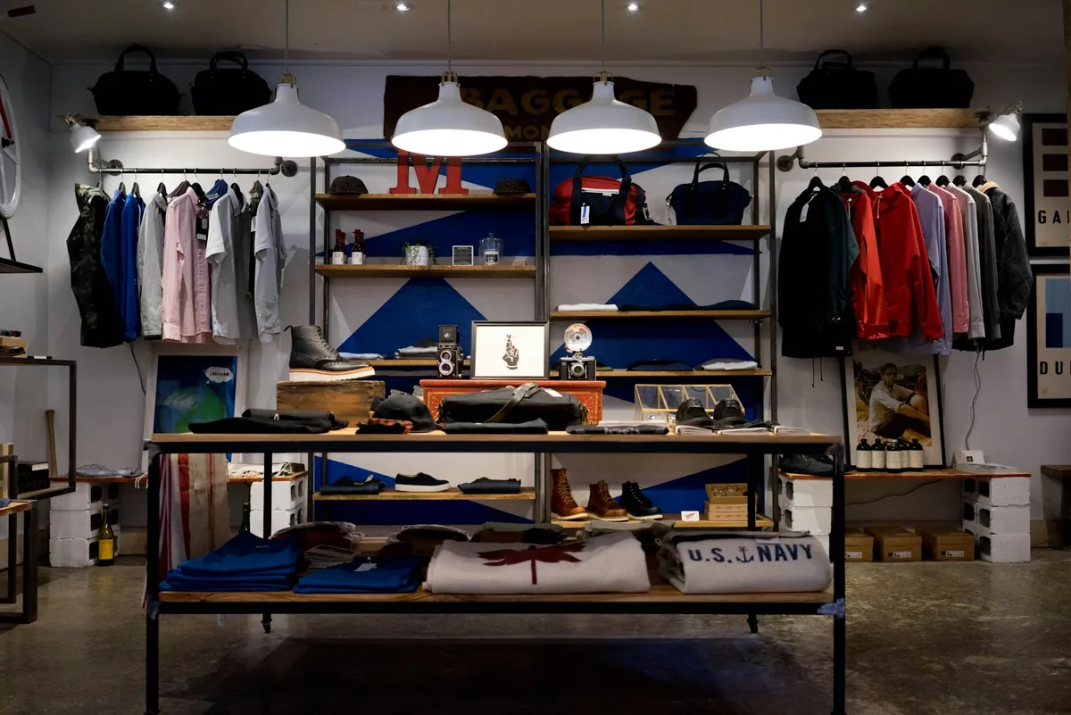 Interior of a menswear store shot for a brand campaign