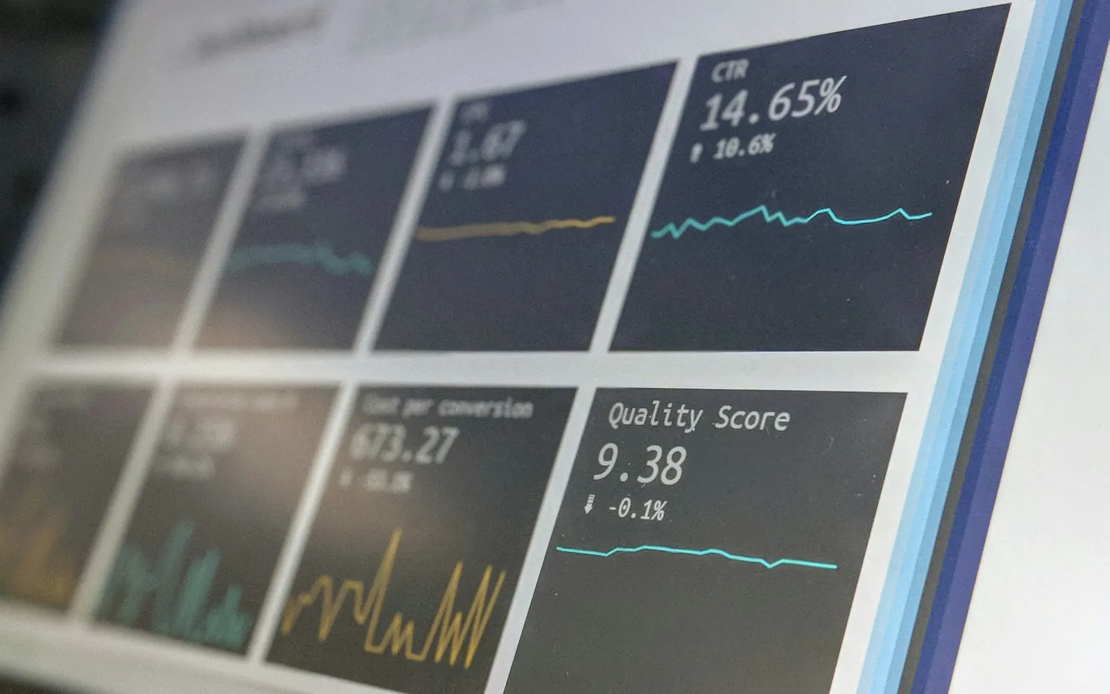 An operations dashboard showing service metrics and trend charts